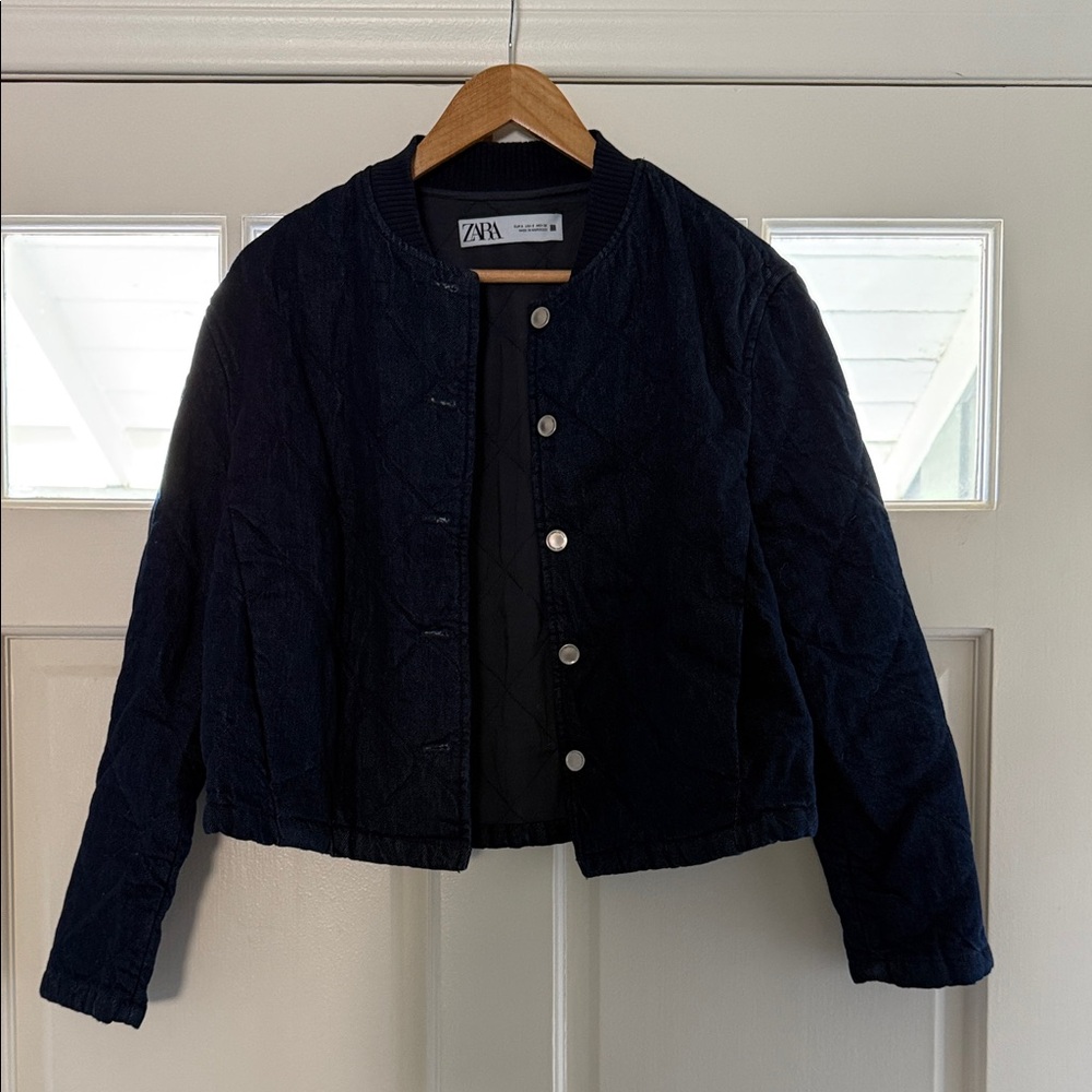Zara Women's Navy Bomber Jacket